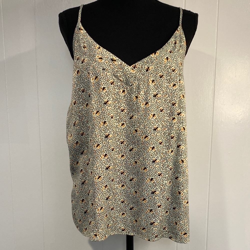 Floreat Anthro Maeve Cami Boho Green Ditsy Floral Cross Back Viscose Tank M